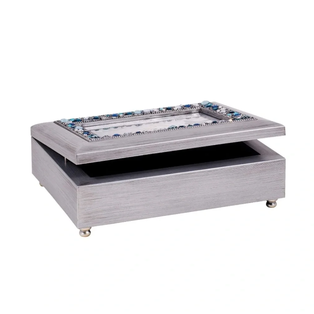 “Can Do All Thing Through Him” Brushed Silvertone Jeweled Music Box